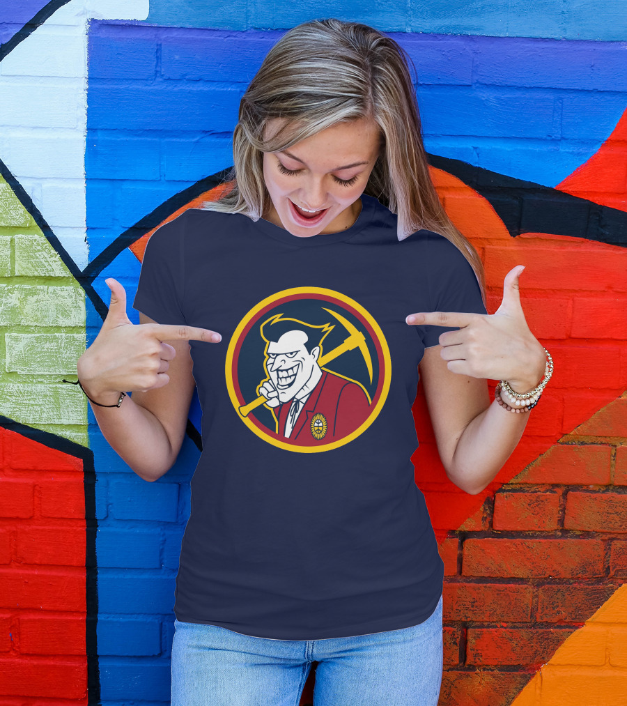 Denver Jokers NBA Parody Logo Icon With Villain Character And Pickaxe T-Shirt
