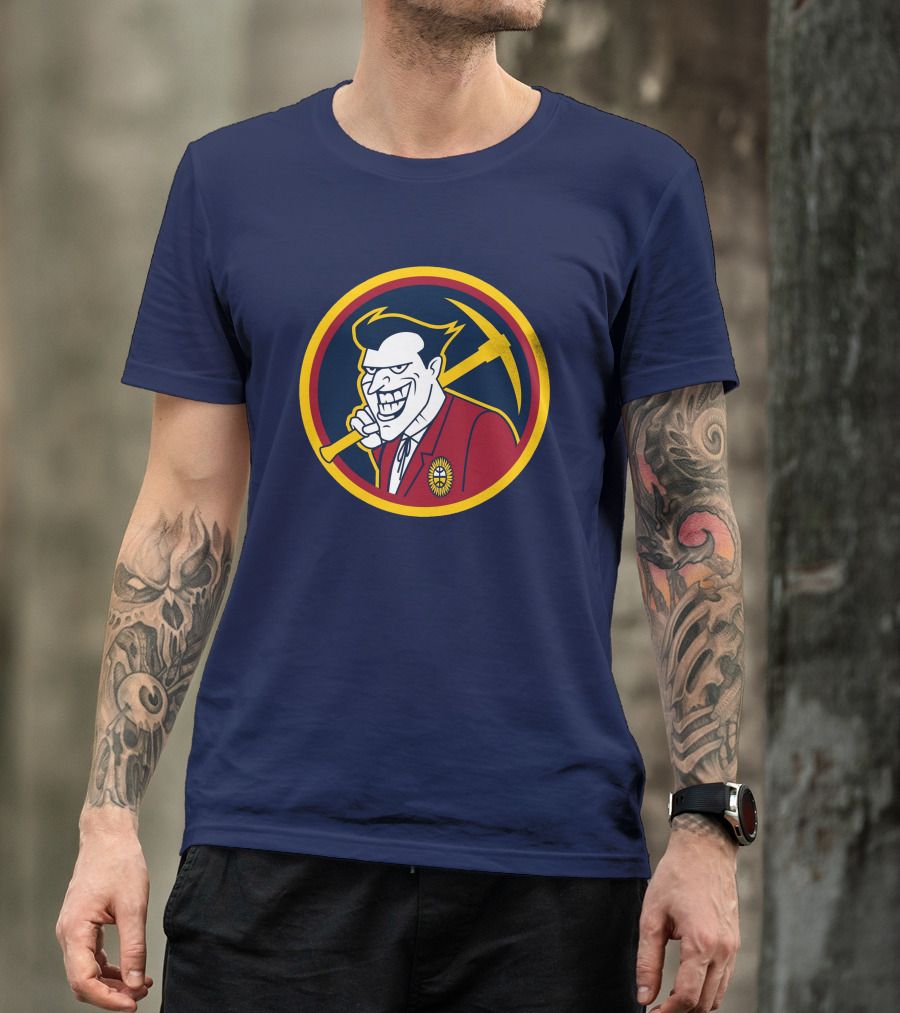 Denver Jokers NBA Parody Logo Icon With Villain Character And Pickaxe T-Shirt