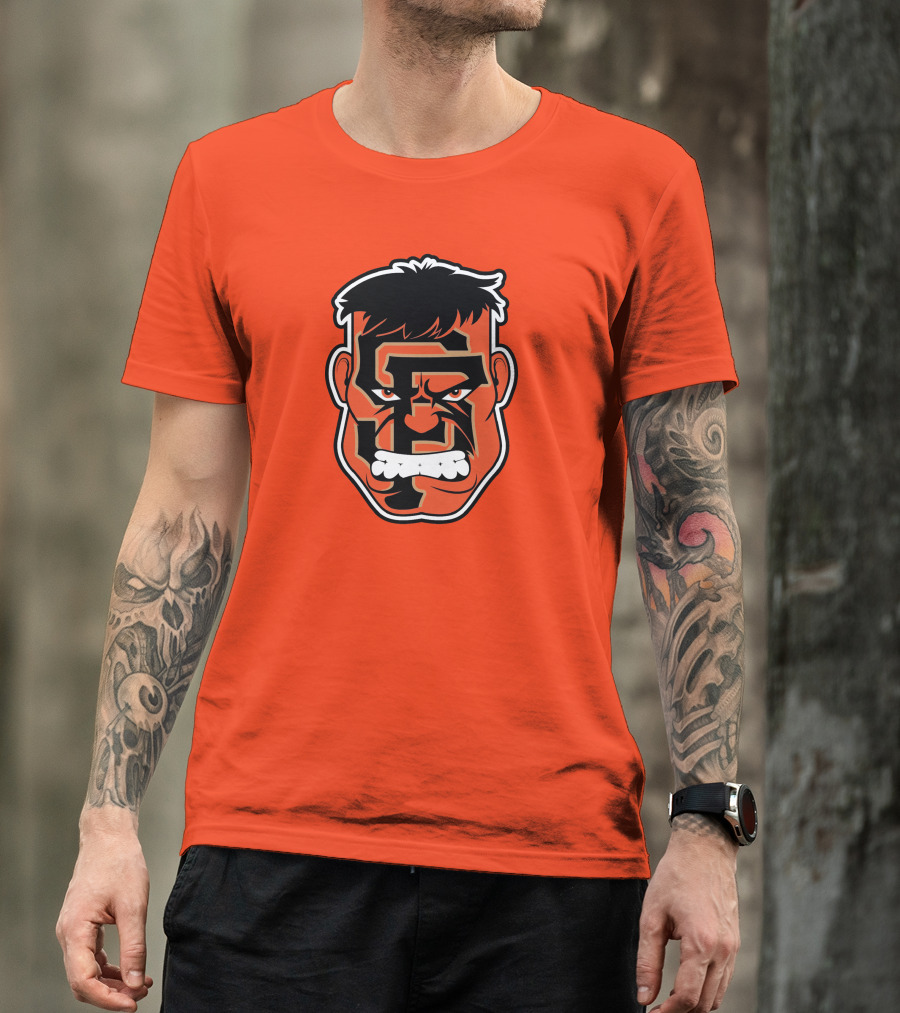 SF Giants Hulk Rage Face Orange T-Shirt