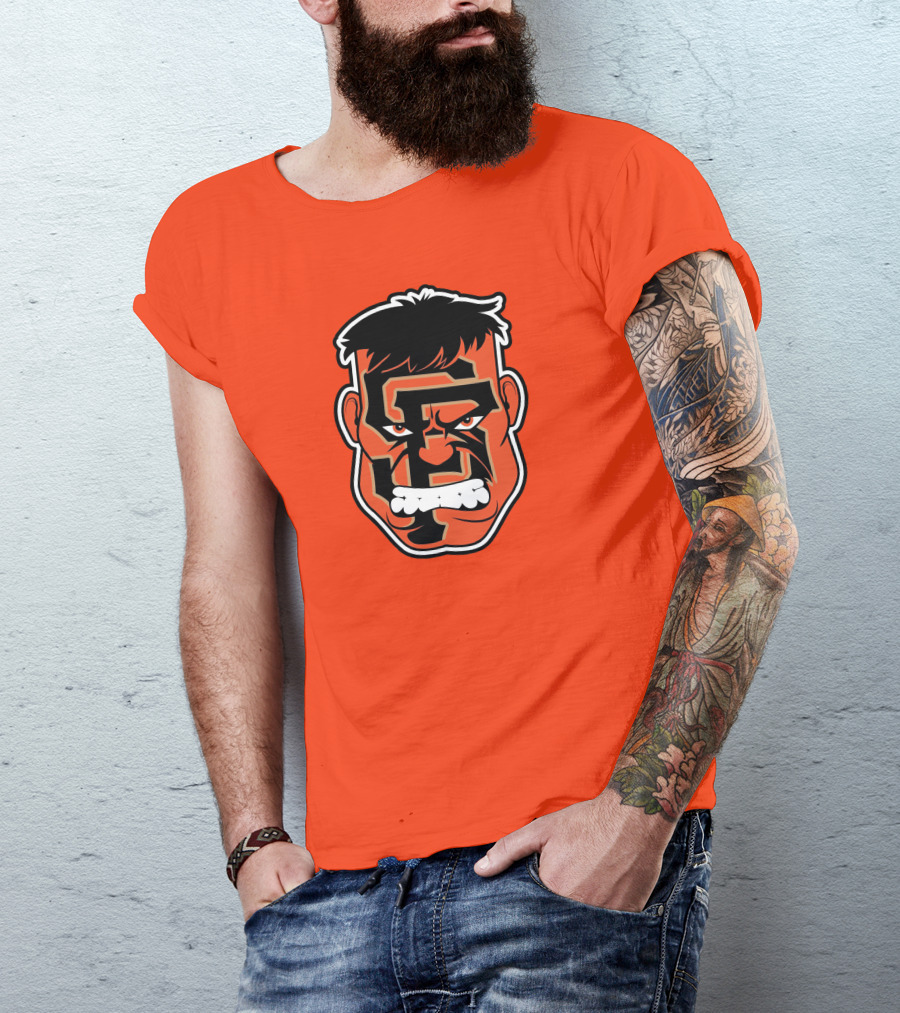 SF Giants Hulk Rage Face Orange T-Shirt