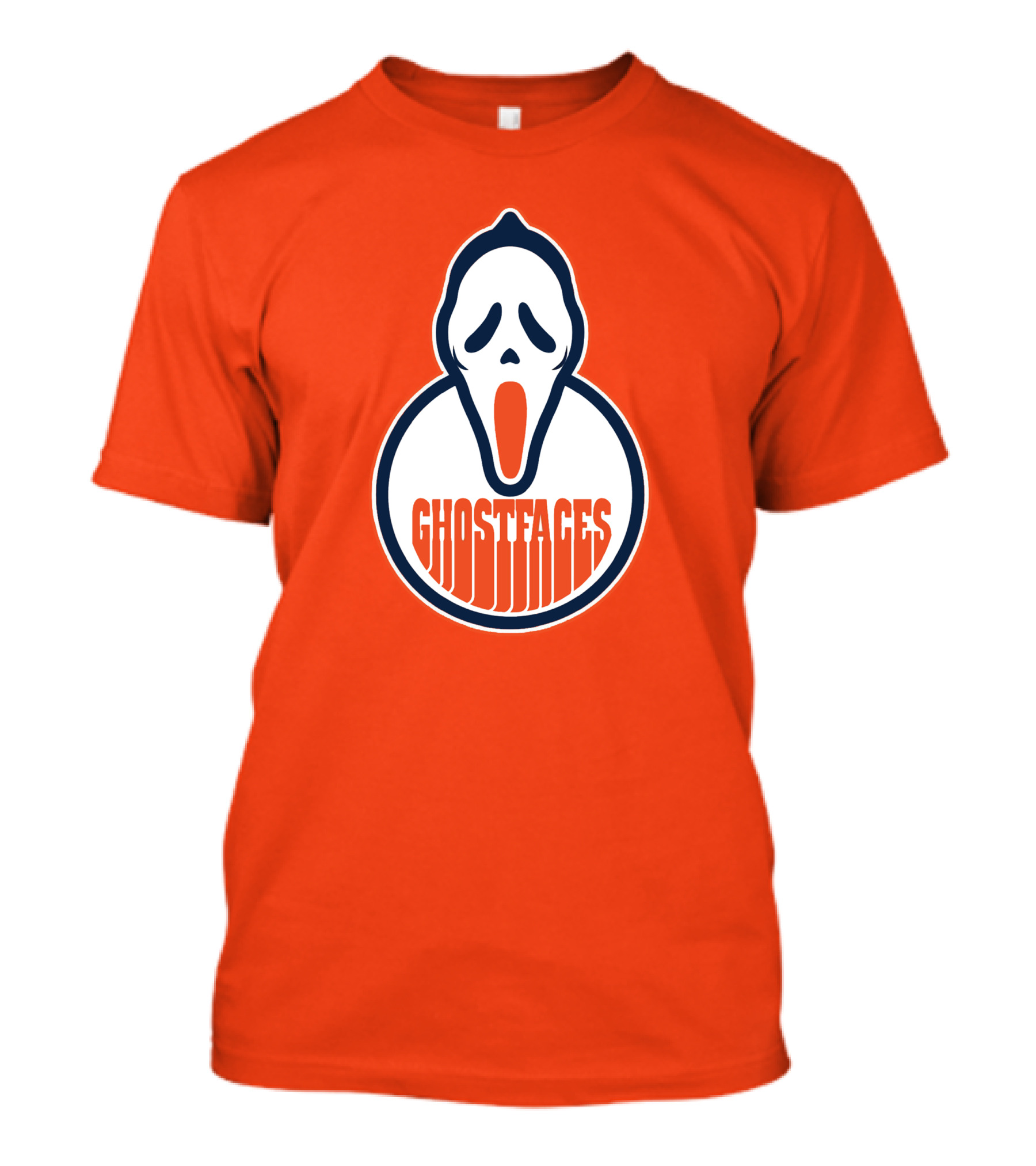 Edmonton Ghostfaces NHL Scream Parody Logo Orange Background T-Shirt