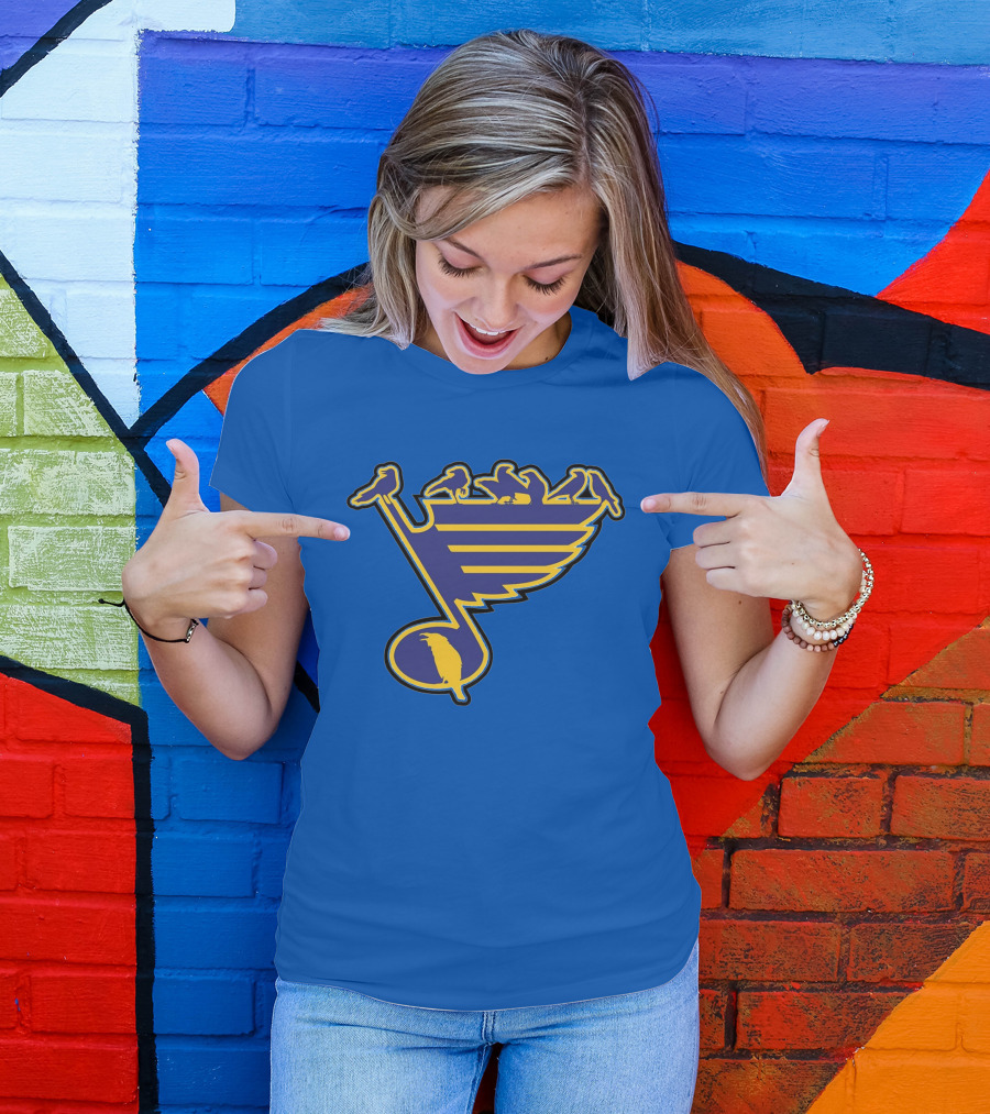 St. Louis Birds On Hockey Musical Note Logo NHL T-Shirt