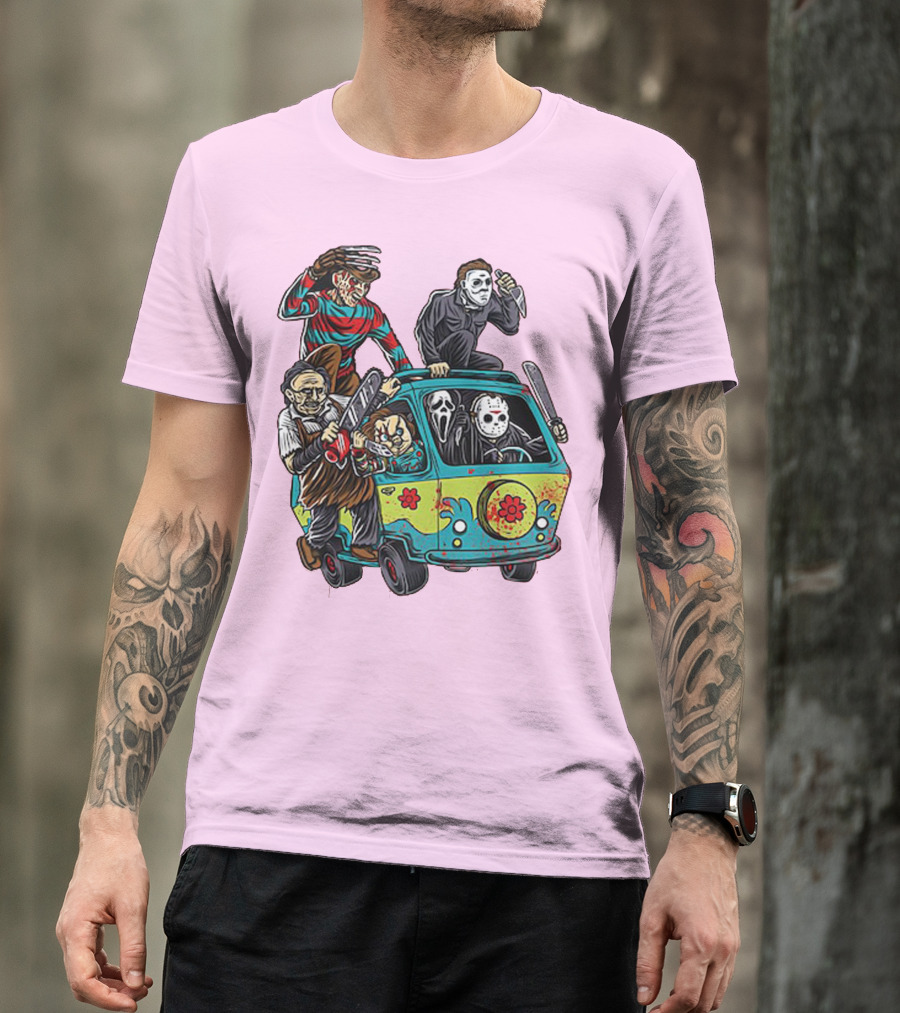 Freddy Jason Michael Leatherface Ghostface Massacre Machine Horror Movie Van T-Shirt