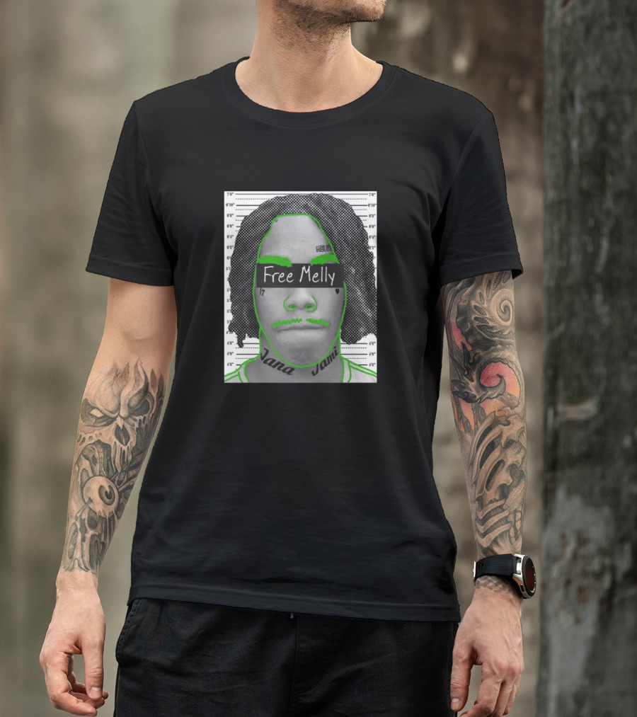 Free Melly Jana Jamell Green Outline Mugshot T-Shirt