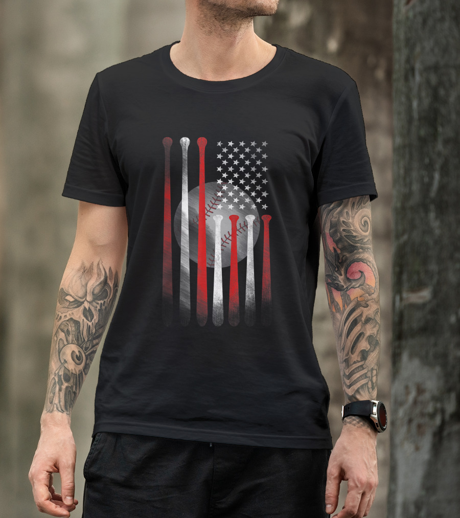 Vintage American Flag Baseball Bats T-Shirt