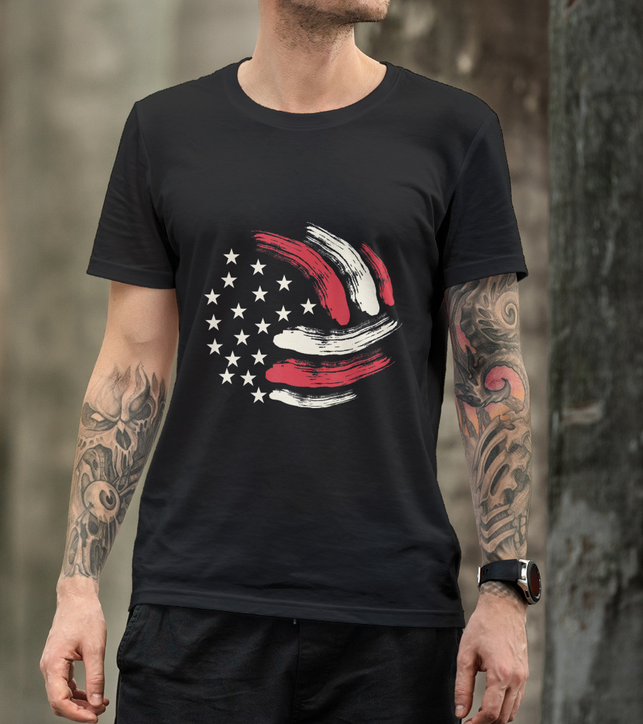 American Flag Patriotic Volleyball Team T-Shirt