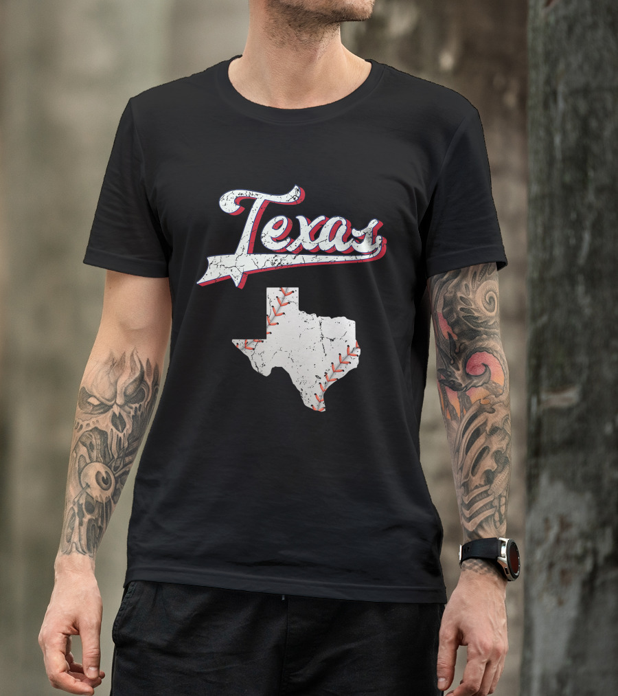 Texas Baseball Game Day Vintage Ranger Map T-Shirt