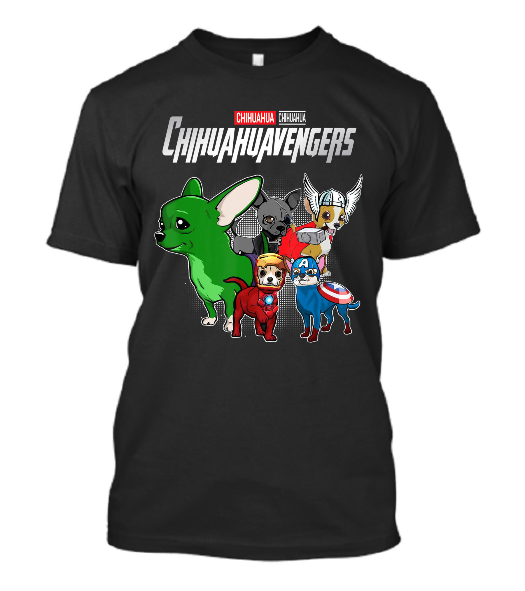 Chihuahuavengers Chihuahua Dog Superhero Group Comic T-Shirt