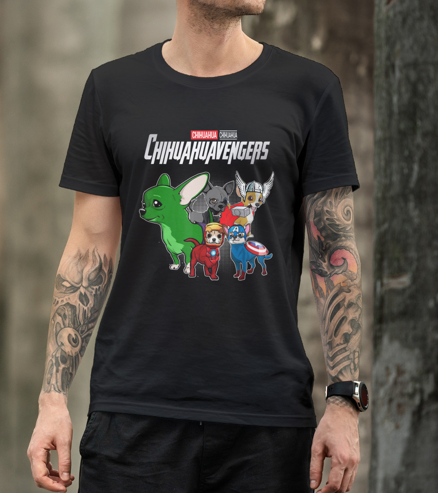 Chihuahuavengers Chihuahua Dog Superhero Group Comic T-Shirt