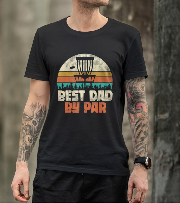 Best Dad By Par Vintage Disc Golf Forest Scene T-Shirt