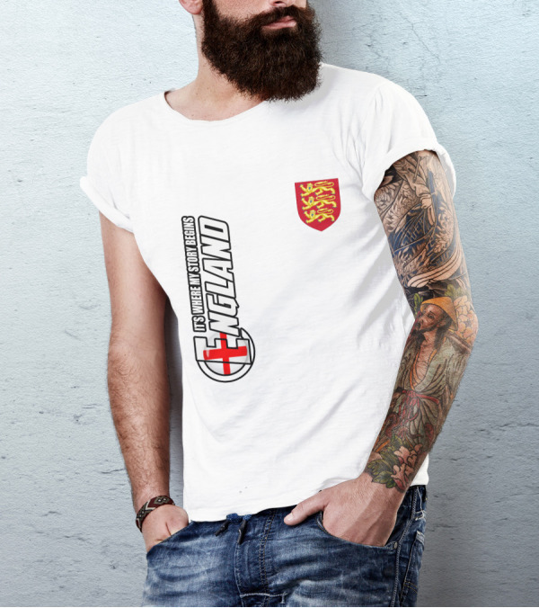 England It's Where My Story Begins Three Lions Crest T-Shirt