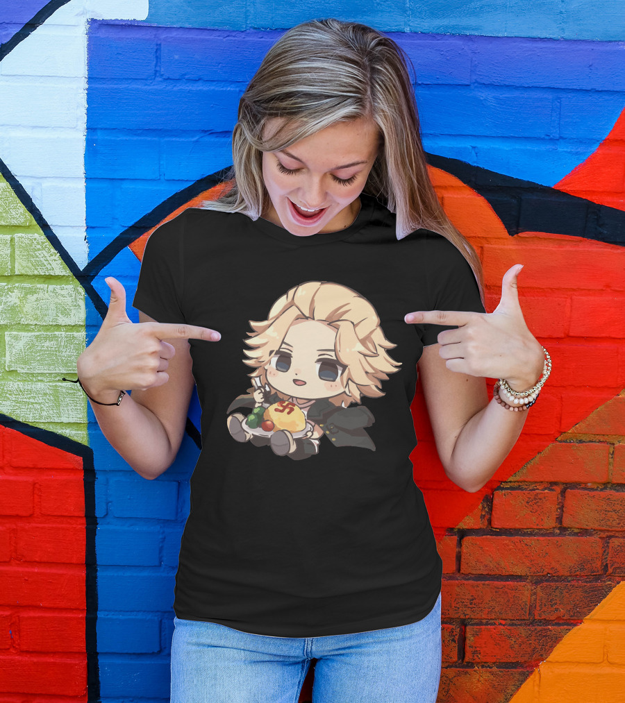 Mikey Holding Omurice Dish Tokyo Revengers Chibi Character T-Shirt
