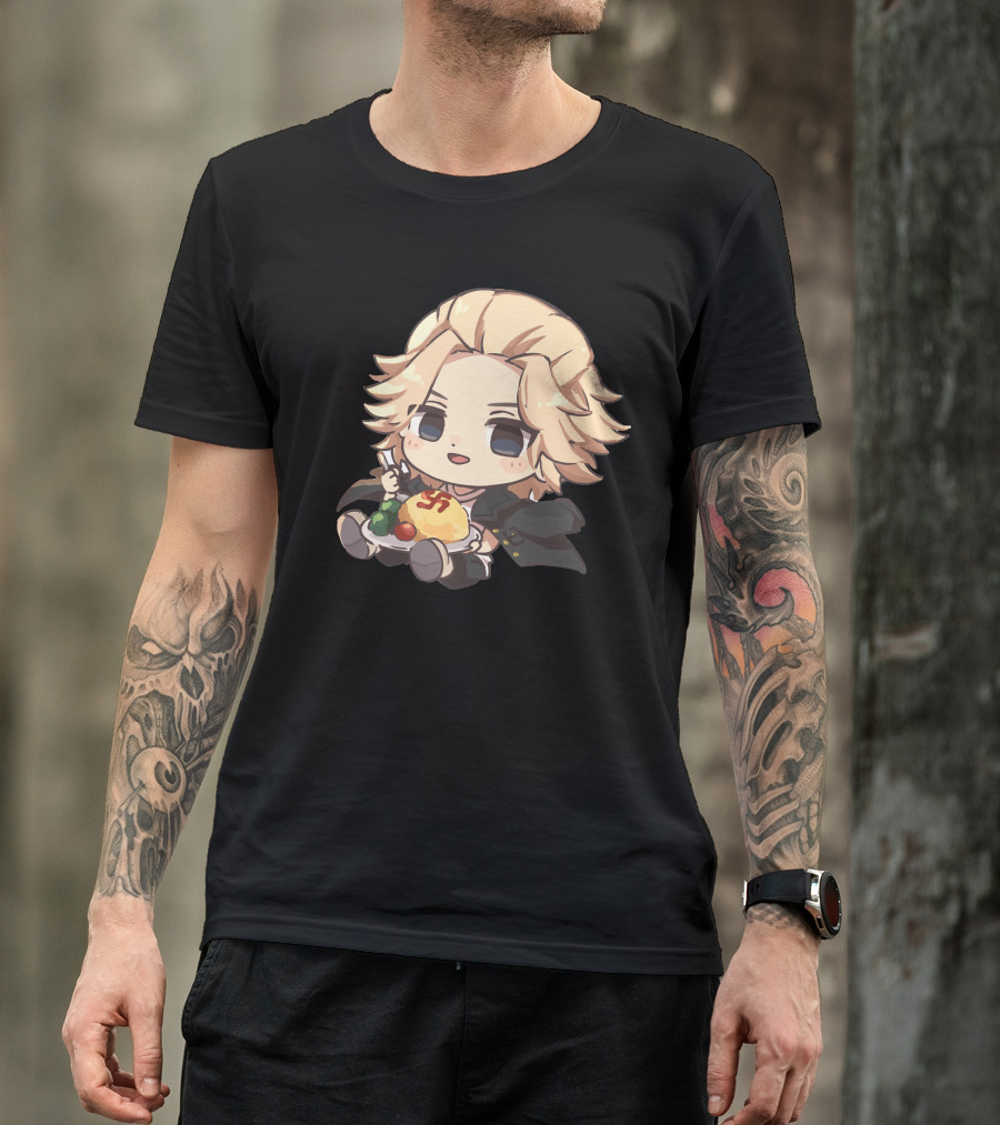 Mikey Holding Omurice Dish Tokyo Revengers Chibi Character T-Shirt