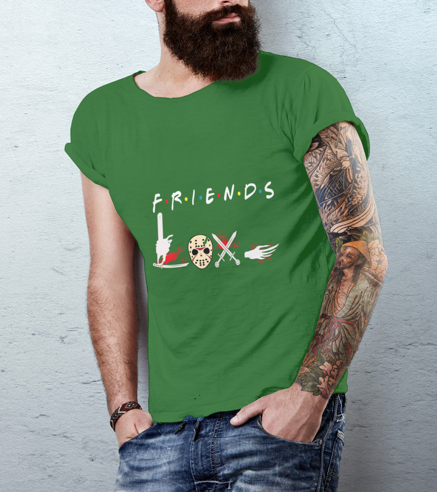 Friends Halloween Horror Icons Freddy Jason Masquerade T-Shirt