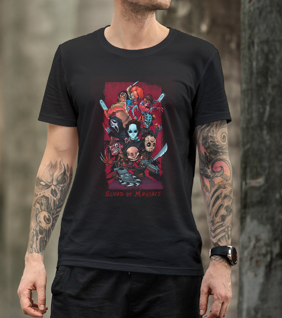 Squad Of Maniacs Horror Icons Together T-Shirt