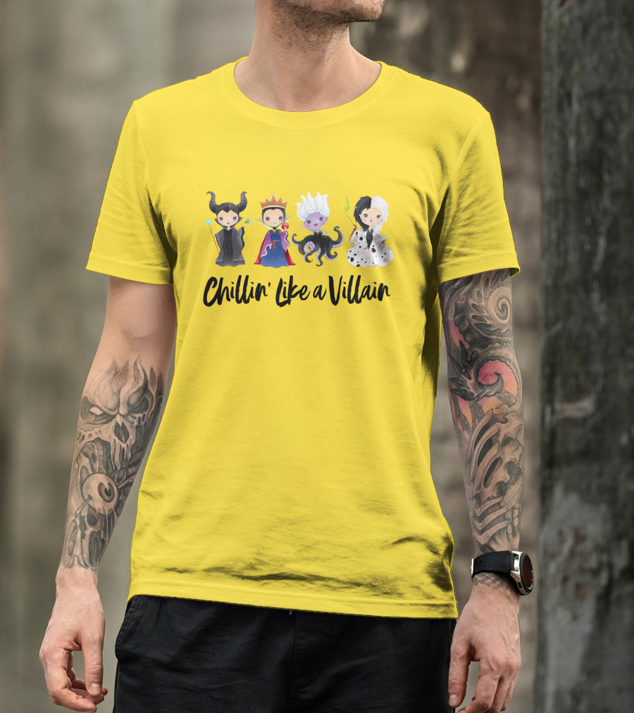 Chillin' Like A Villain With Iconic Style Inspired Characters In Playful Cartoon T-Shirt