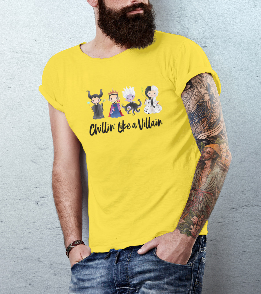 Chillin' Like A Villain With Iconic Style Inspired Characters In Playful Cartoon T-Shirt