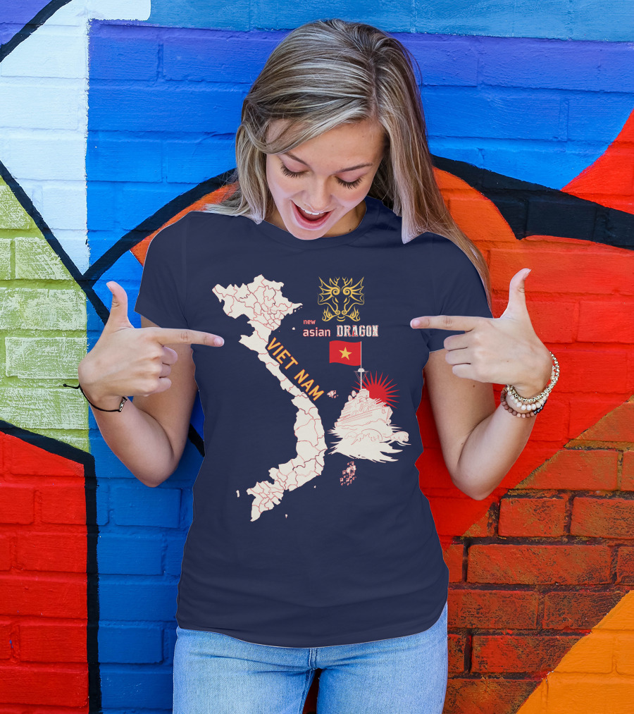 Viet Nam Map New Asian Dragon Flag Ship T-Shirt
