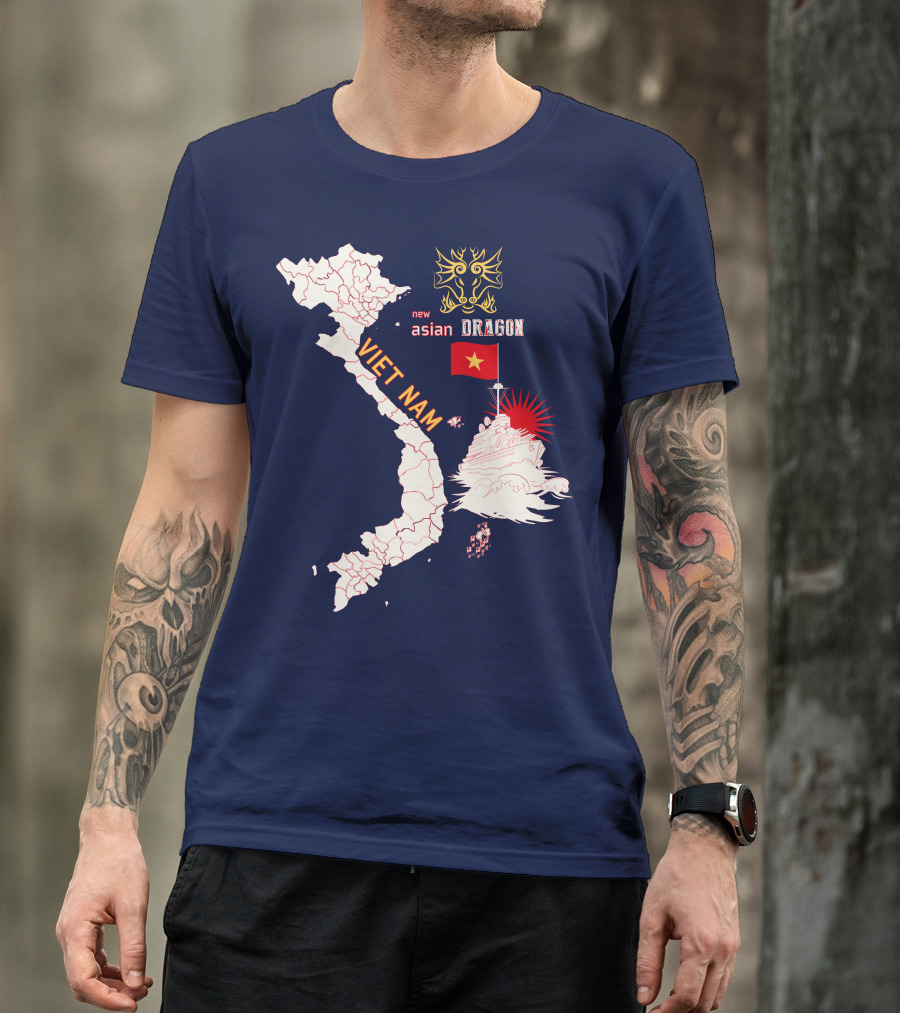 Viet Nam Map New Asian Dragon Flag Ship T-Shirt