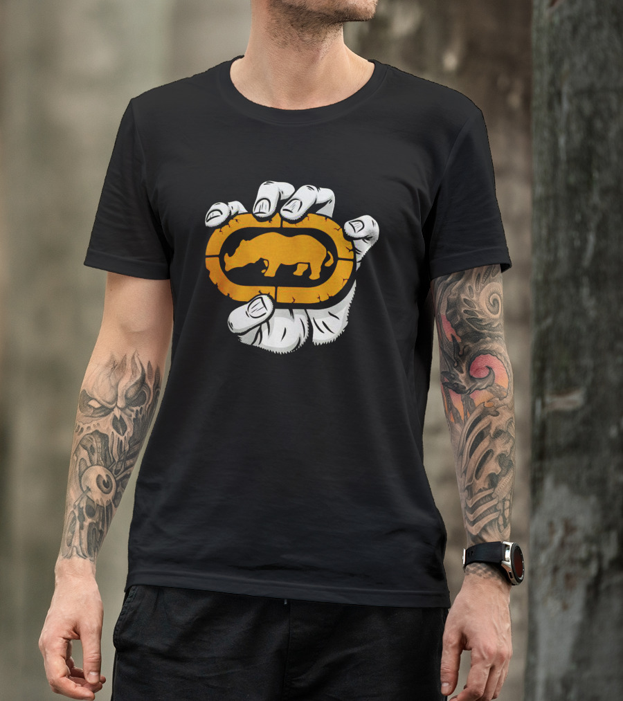 Percko Rhino Emblem Gripped By Cartoon Hand T-Shirt