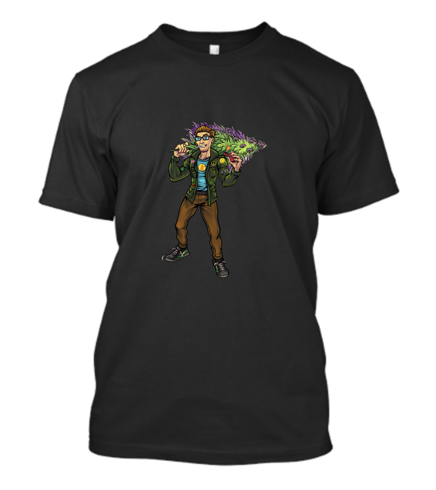 Man With Cana Carrying Green Foliage T-Shirt