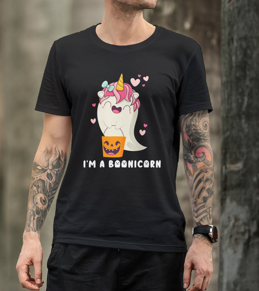 I'm A Boonicorn Cute Boonicorn Ghost Unicorn Halloween Hearts T-Shirt