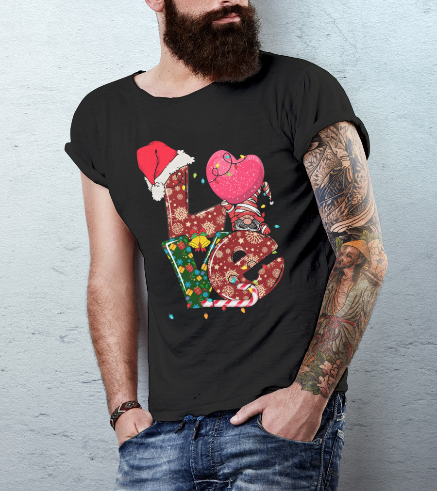 Christmas Love With Santa Hat And Festive T-Shirt