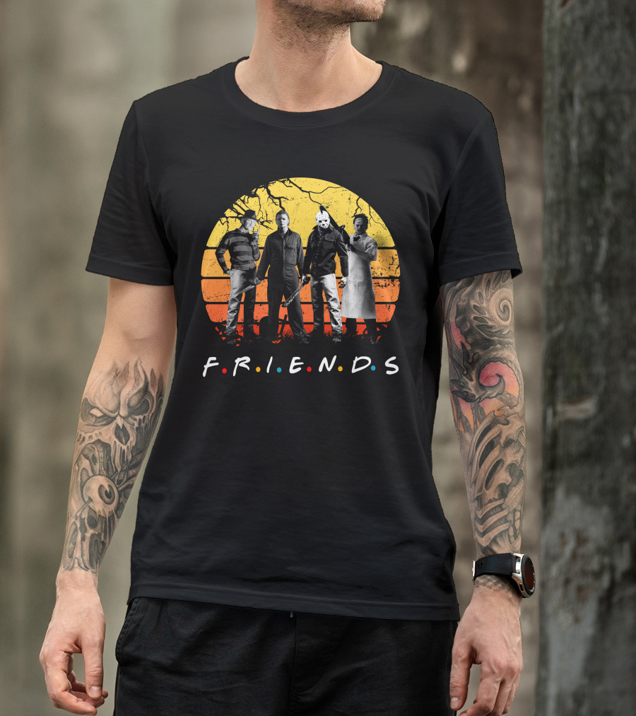 FRIENDS Halloween Horror Characters Sunset T-Shirt