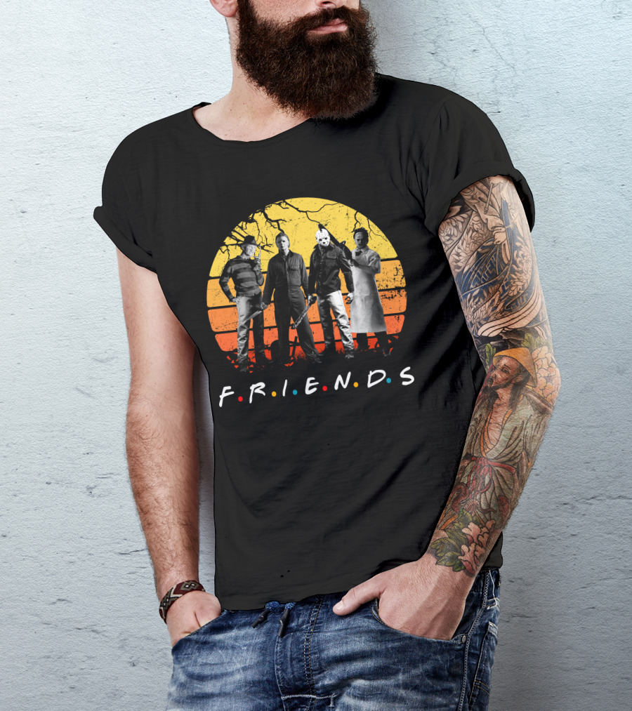 FRIENDS Halloween Horror Characters Sunset T-Shirt