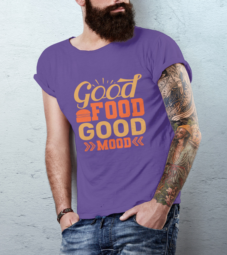 Good Food Good Mood Burger Sunburst Arrows T-Shirt