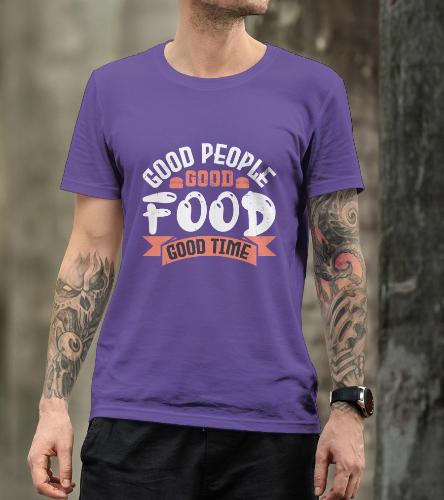 Good People Good Food Good Time Retro Banner T-Shirt