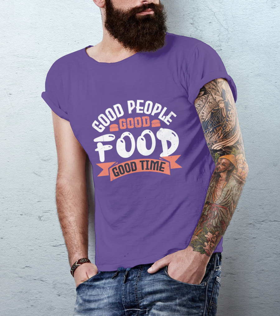 Good People Good Food Good Time Retro Banner T-Shirt