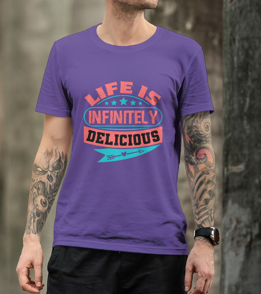 Life Is Infinitely Delicious Stars Arrow Heart T-Shirt