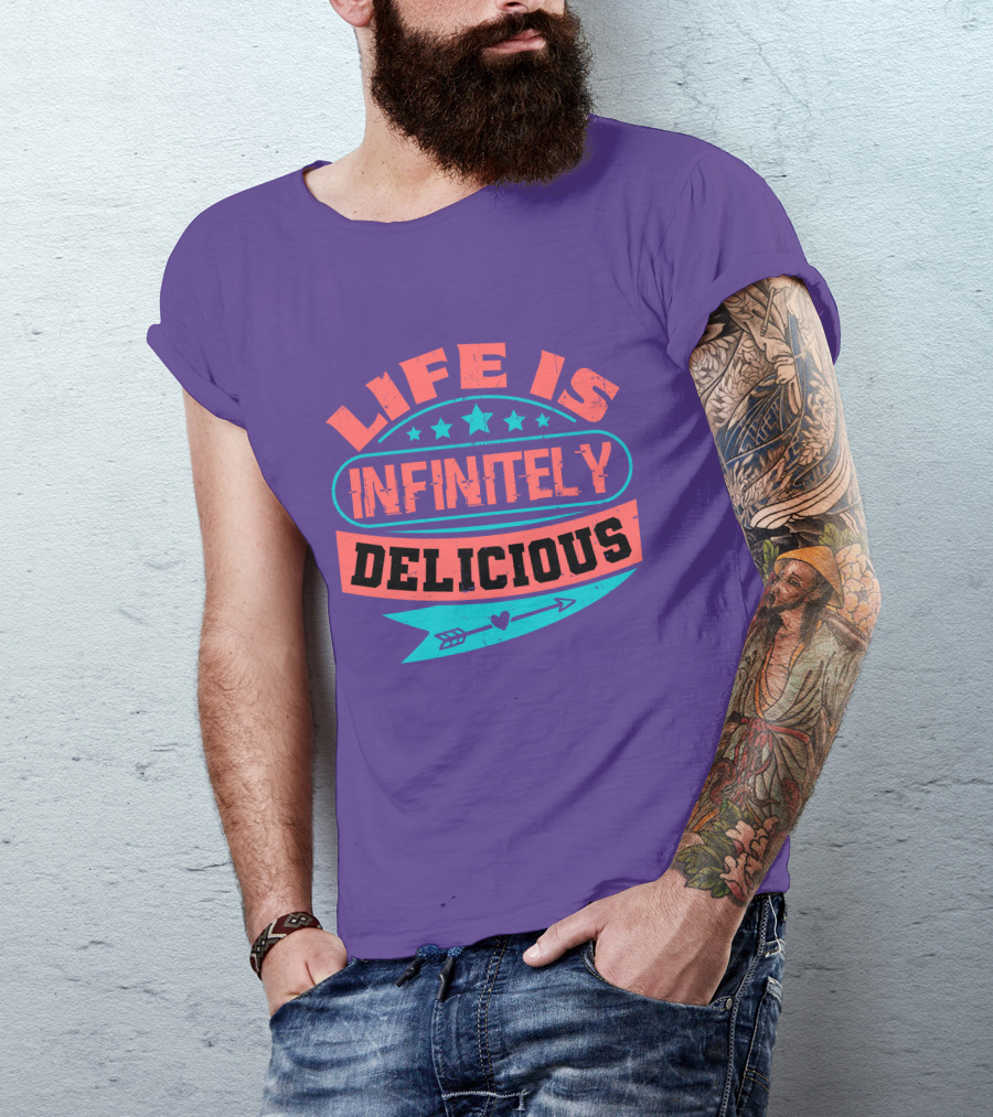 Life Is Infinitely Delicious Stars Arrow Heart T-Shirt