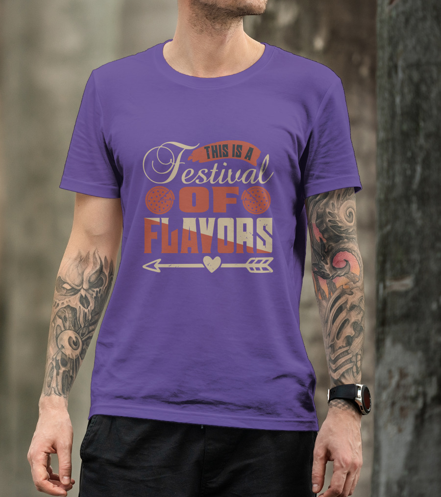 This Is A Festival Of Flavors Arrow Heart And Pepperoni Icons T-Shirt