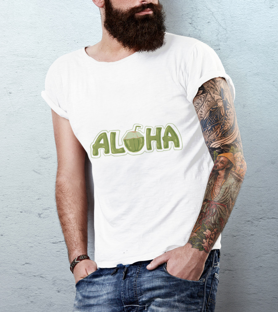 Aloha Coconut Hawaii Beach Surf Summer Wave T-Shirt