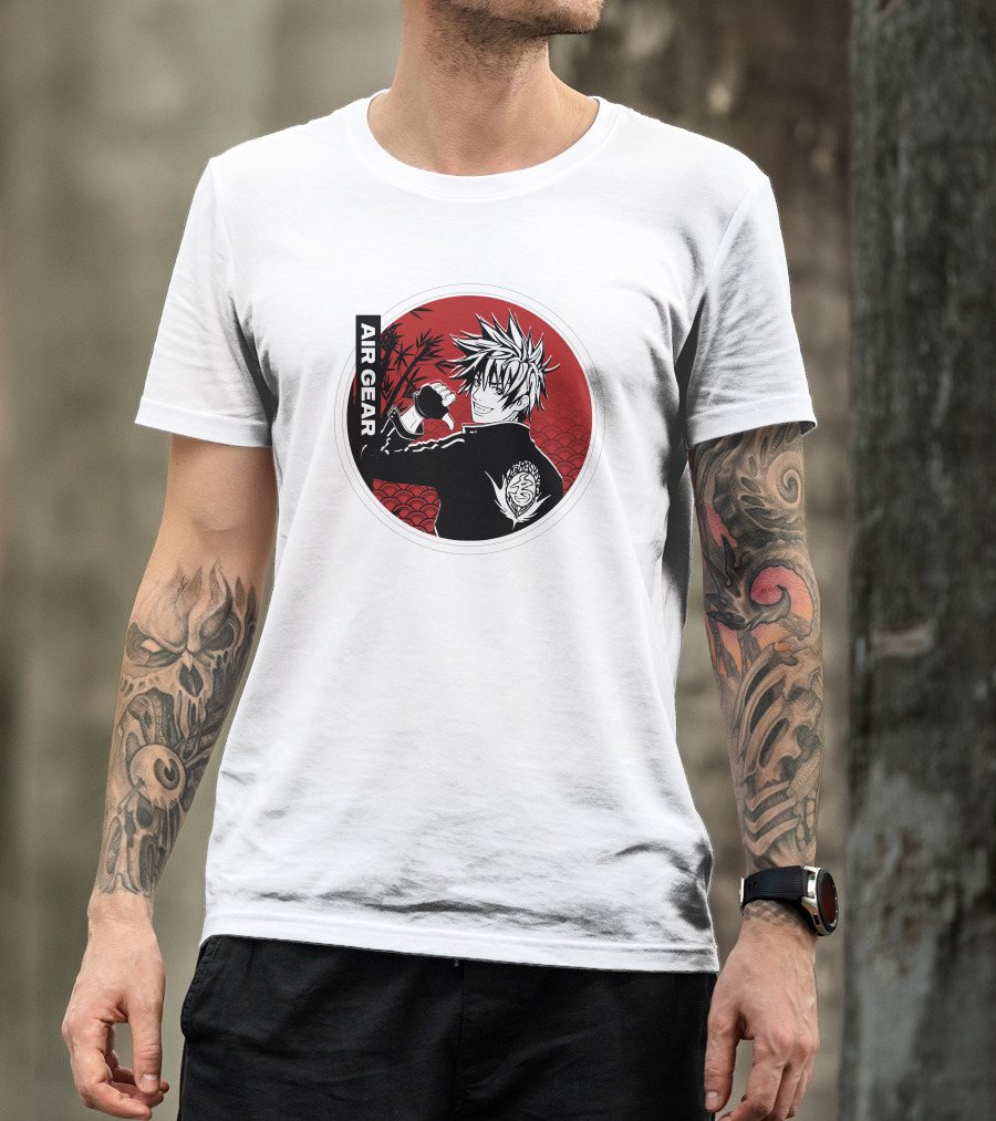 Air Gear Anime Character In Red And Black Circle With Bamboo Background T-Shirt
