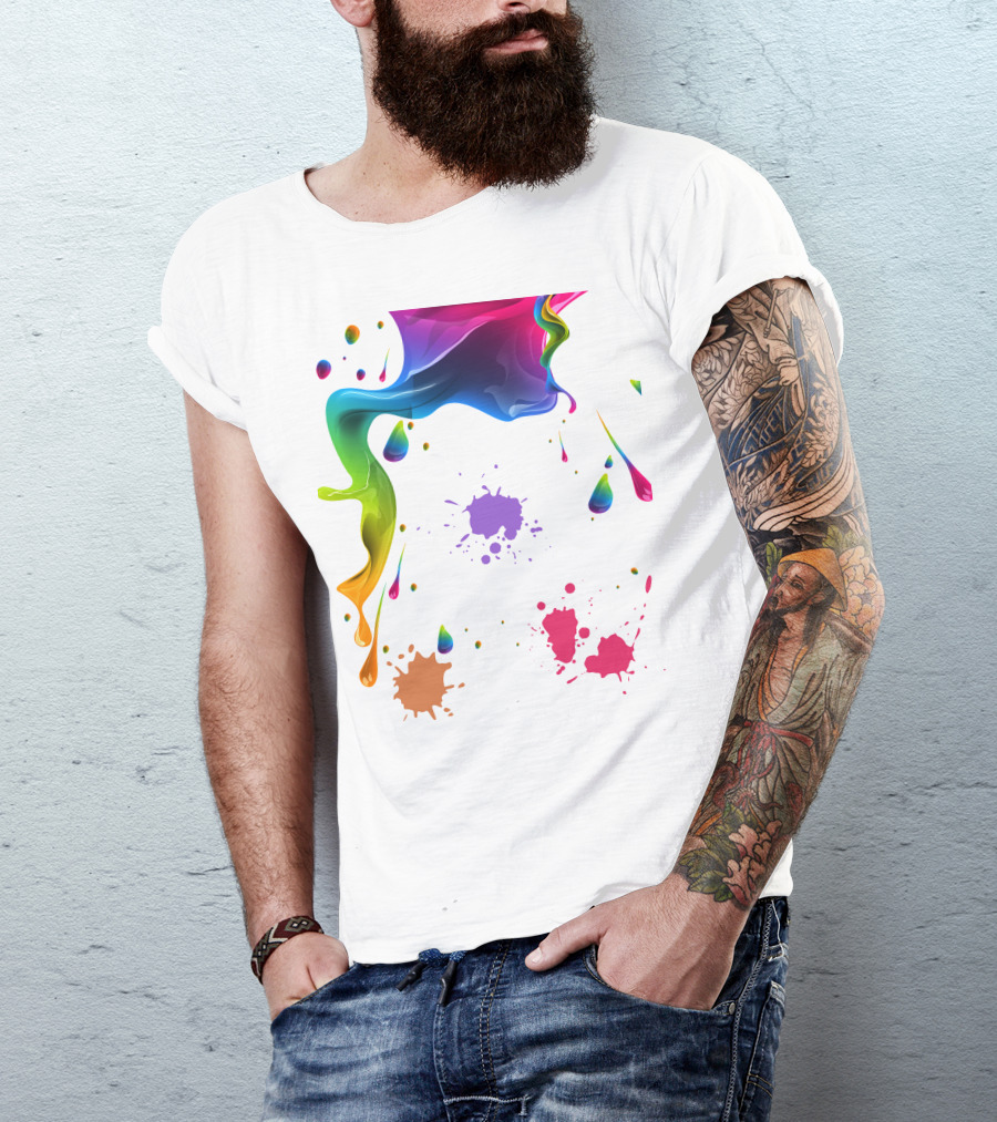 Waterpaint Colorful Splatter Vibrant Drips And Drops T-Shirt