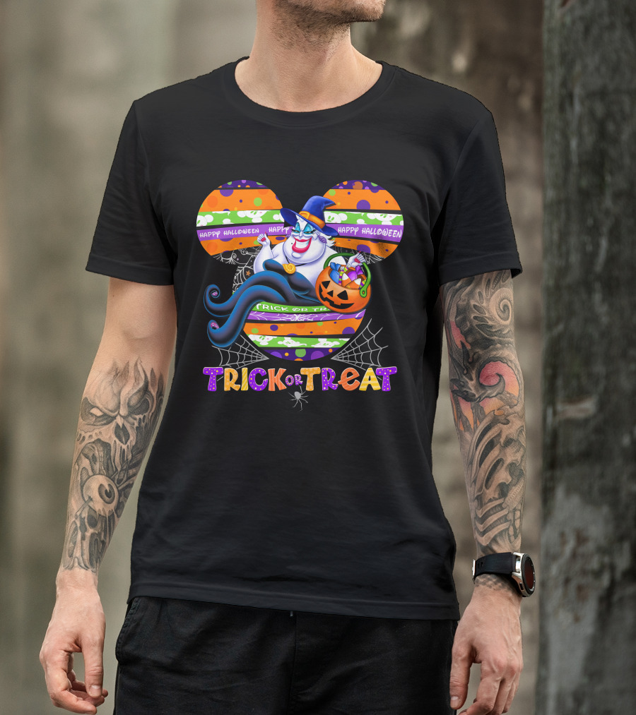 Ursula Halloween Trick Or Treat Mickey Pumpkin Happy Halloween T-Shirt