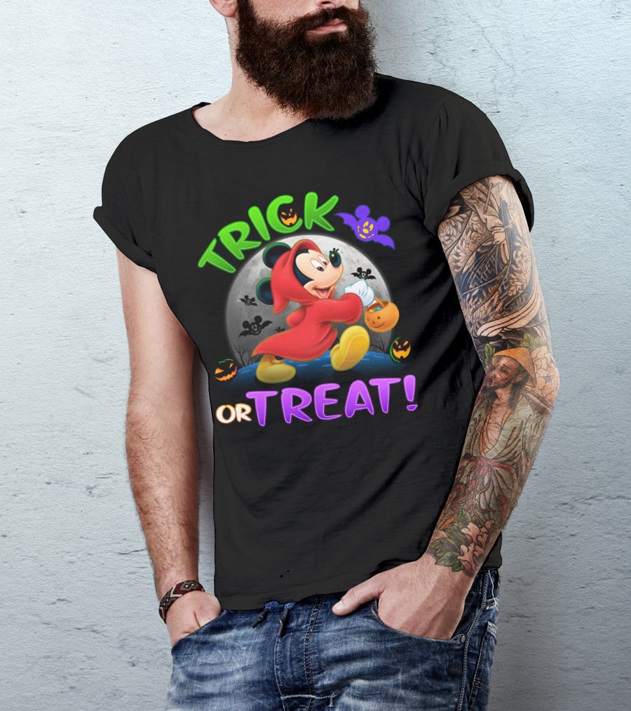 Trick Or Treat Mickey Halloween Bat Pumpkin T-Shirt