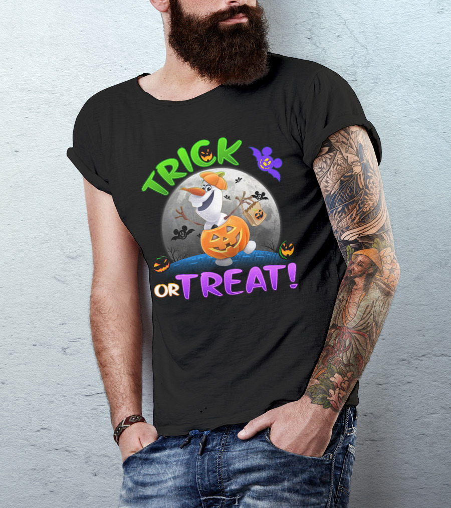 Trick Or Treat Halloween Olaf Pumpkin Moon T-Shirt