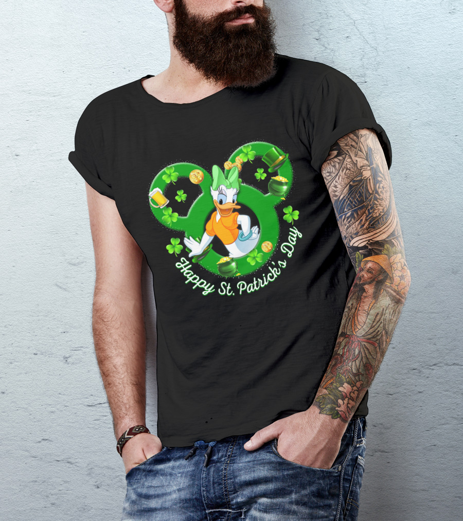 Happy St. Patrick's Day Daisy Duck Mickey Clover Gold T-Shirt