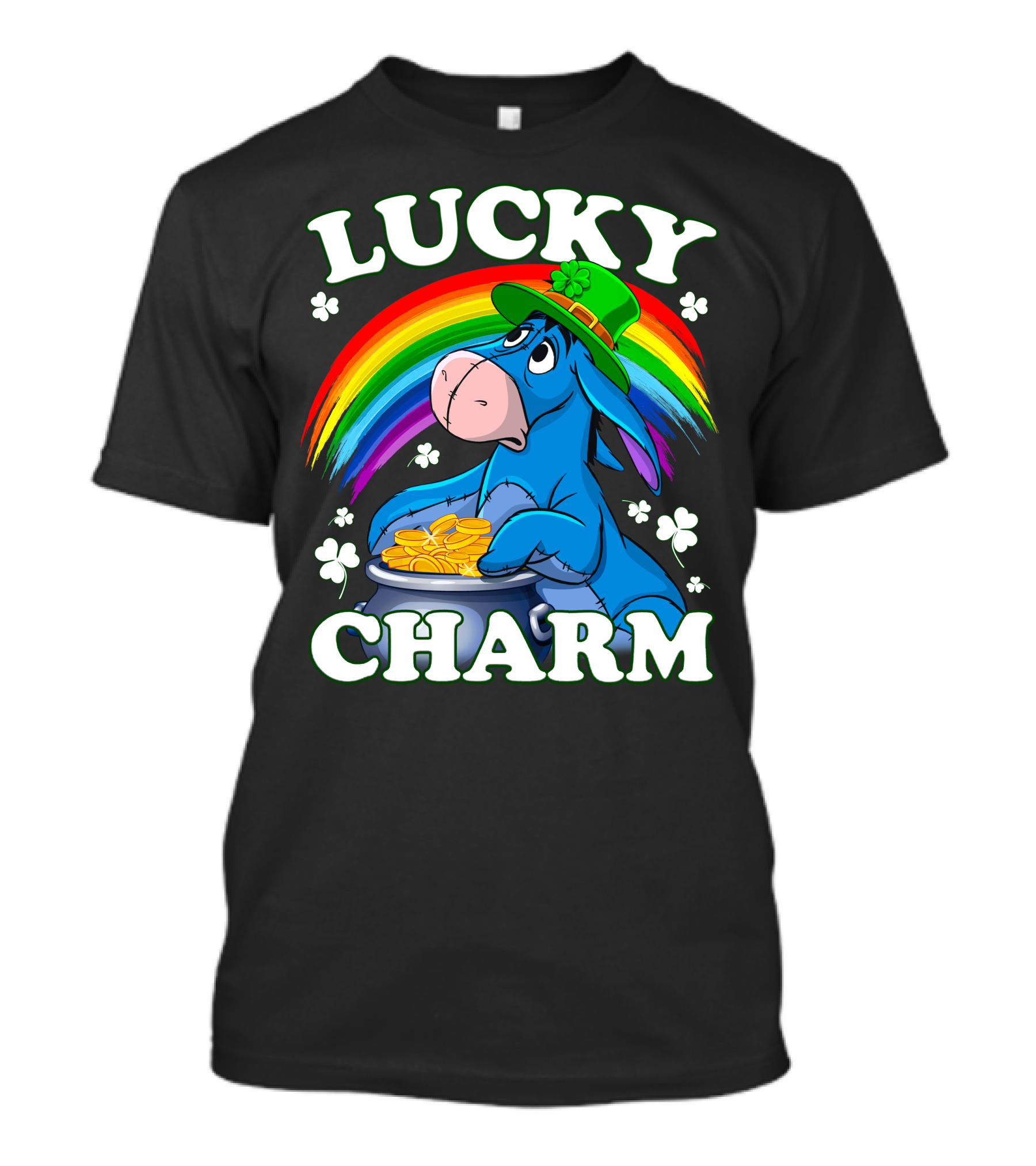 Leprechaun Rainbow Eeyore Lucky Charm Clover St. Patrick's Pot Of Gold T-Shirt
