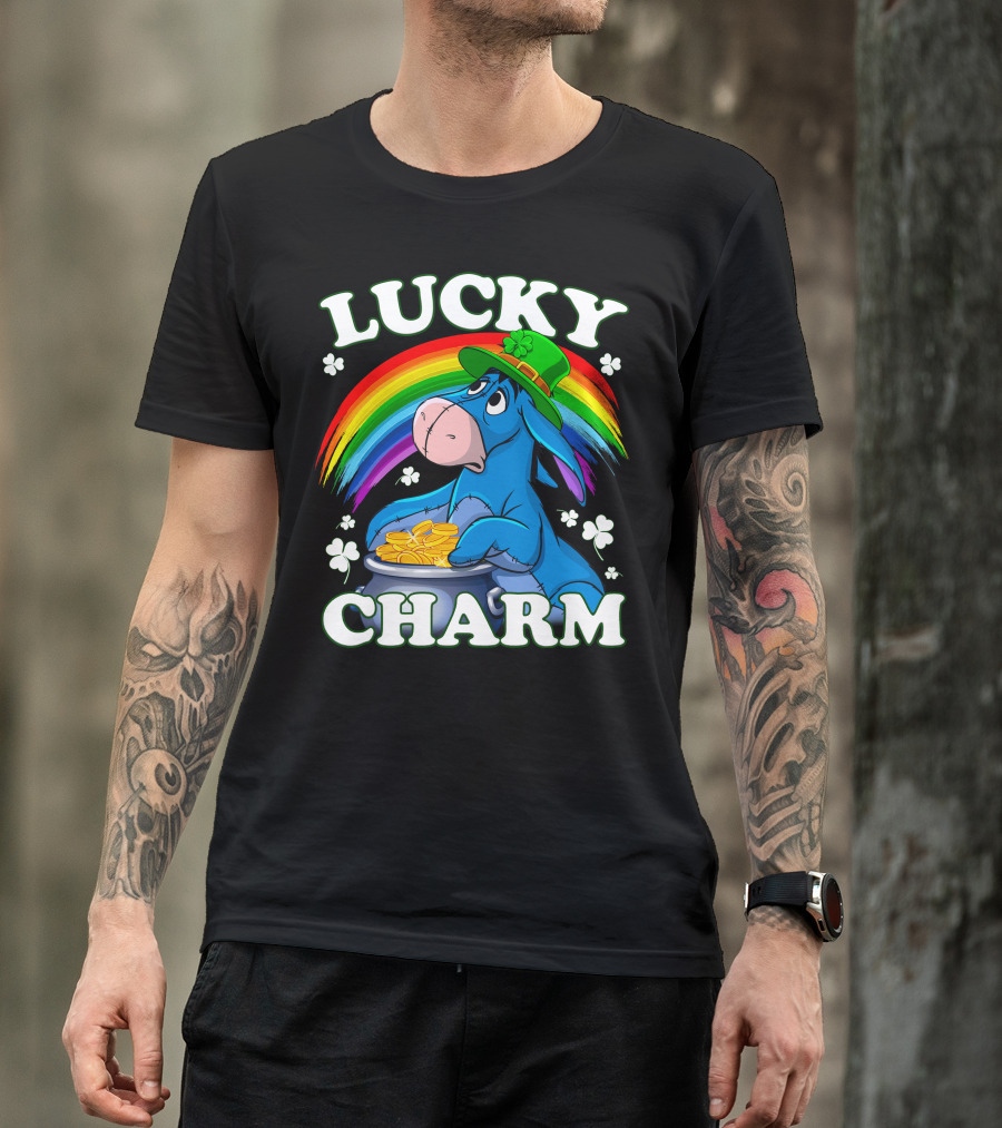Leprechaun Rainbow Eeyore Lucky Charm Clover St. Patrick's Pot Of Gold T-Shirt