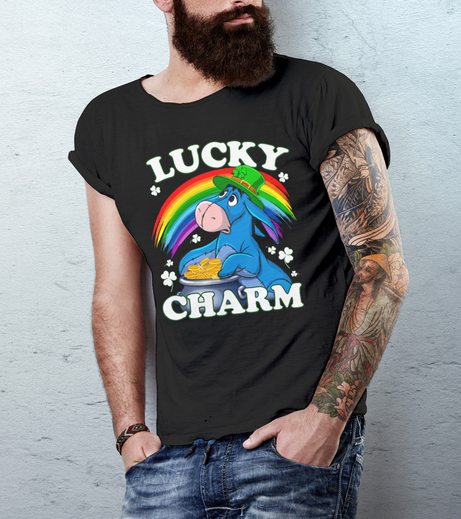Leprechaun Rainbow Eeyore Lucky Charm Clover St. Patrick's Pot Of Gold T-Shirt