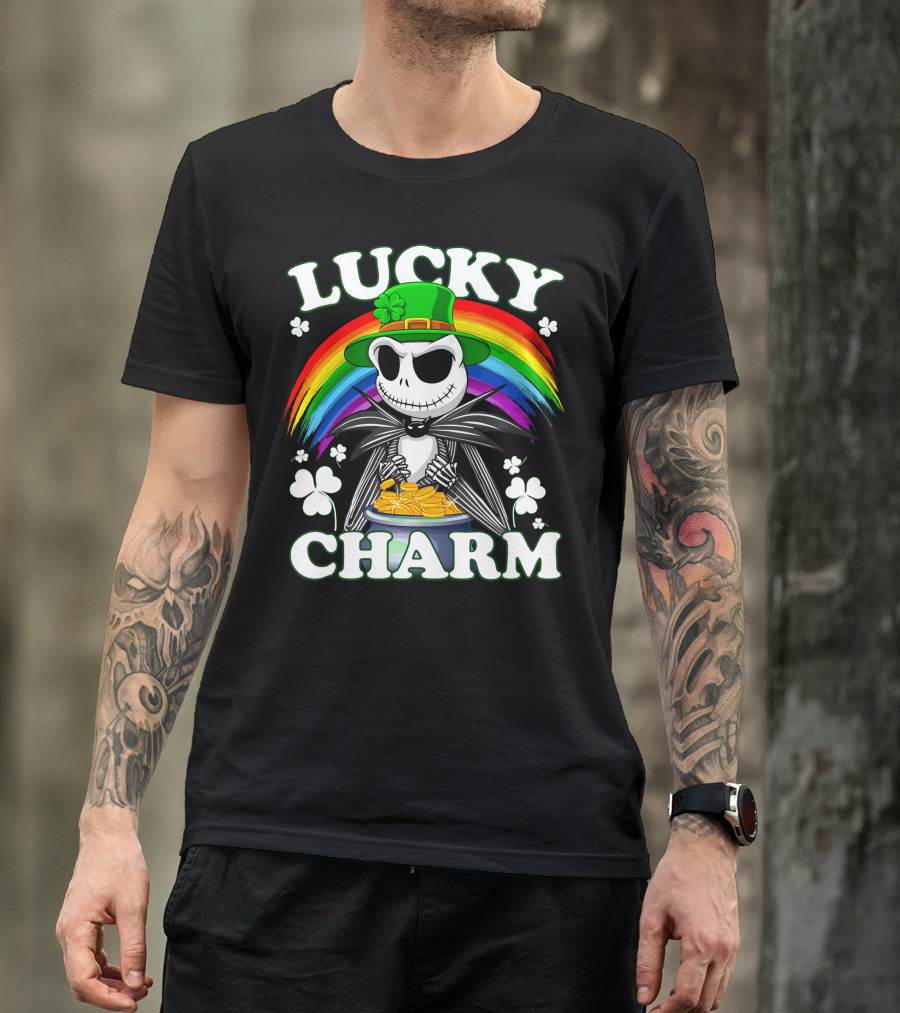 Jack Skellington Lucky Charm Rainbow Leprechaun Hat T-Shirt