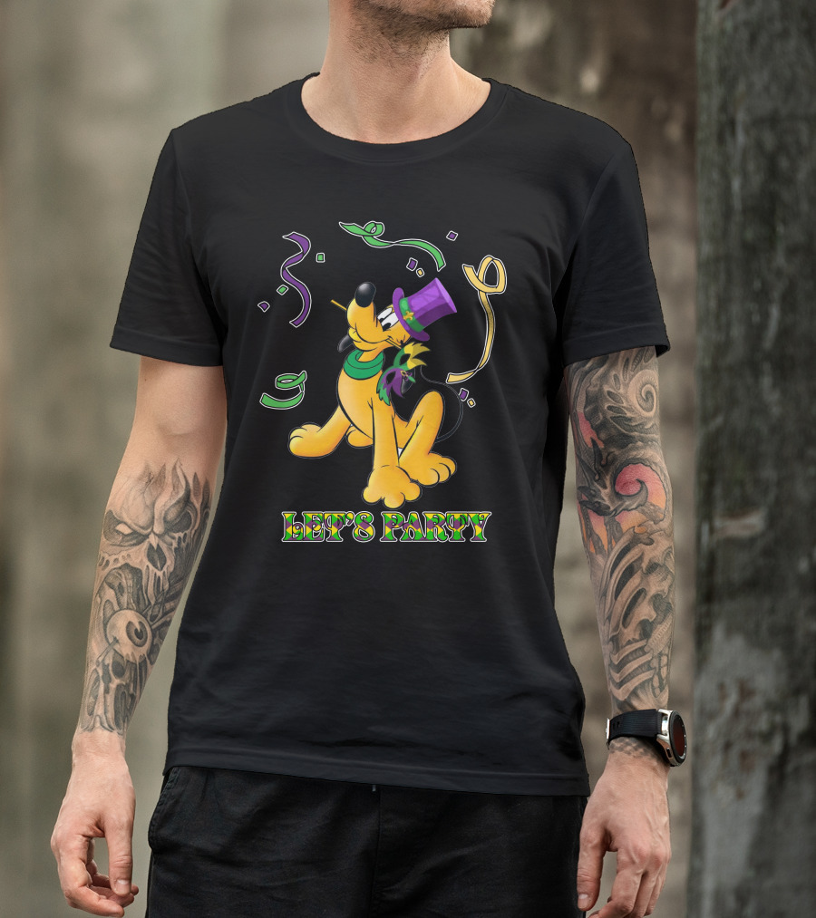Pluto Let's Party With Mardi Gras Theme T-Shirt