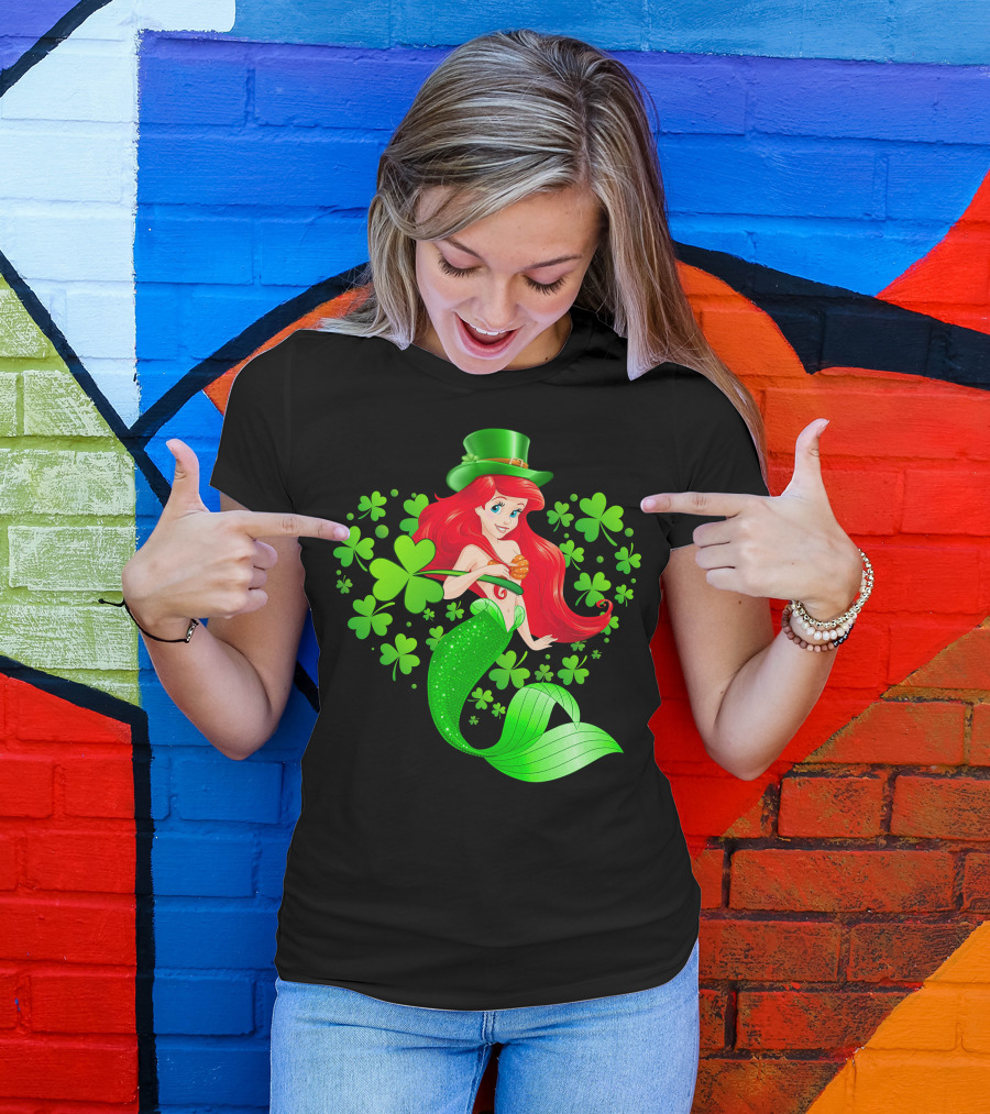Ariel St. Patrick's Day Clover Mermaid T-Shirt