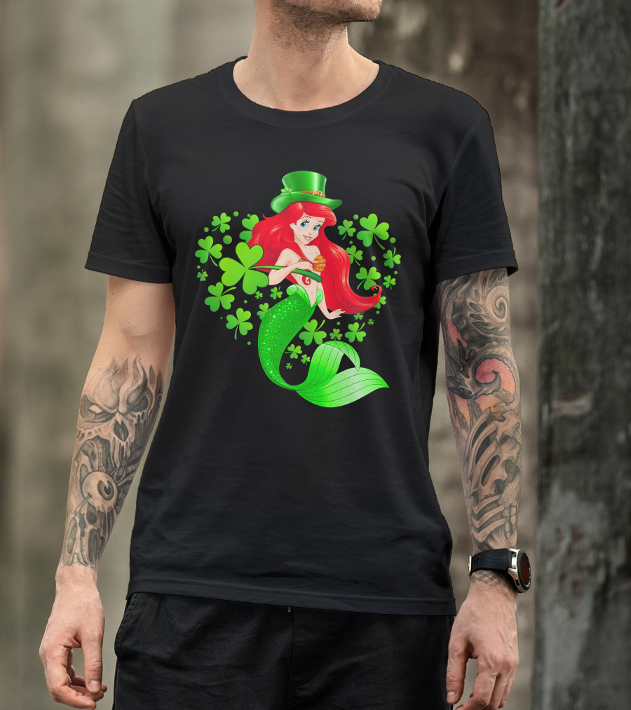 Ariel St. Patrick's Day Clover Mermaid T-Shirt