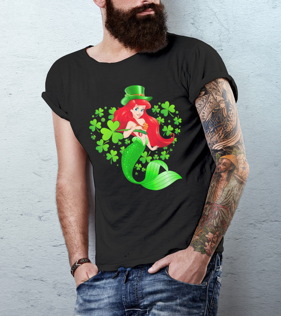 Ariel St. Patrick's Day Clover Mermaid T-Shirt
